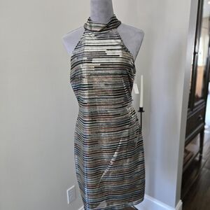Striped Halter Neck Dress